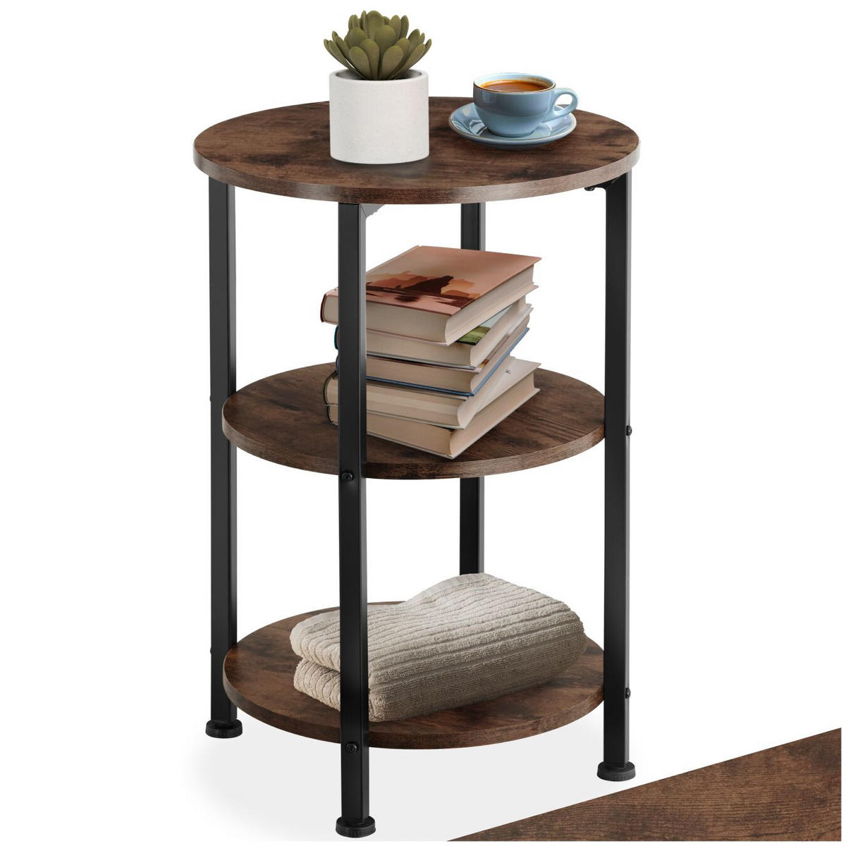 BEISTELLTISCH Colchester,40 x 61 cm,Industrial Holz dunkel, rustikal - Rostfarben, Holz (40/40/61cm) - tectake