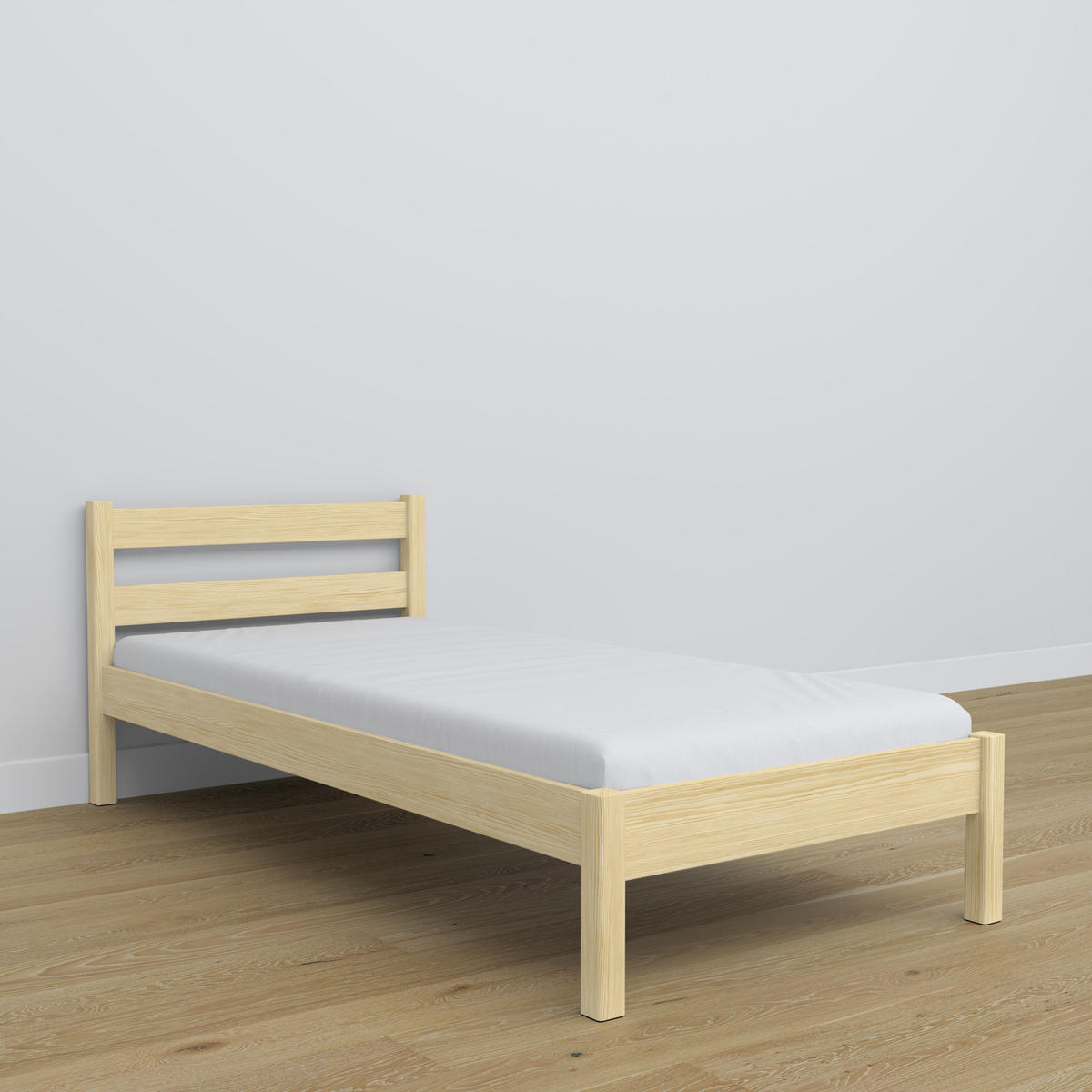 BETT N01 Klare Kiefer 90/190 - Braun, Naturmaterialien/Holz (90/190cm) - N-Wood
