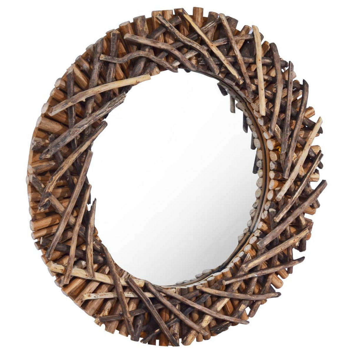 WANDSPIEGEL 60 cm Teak Rund - Naturfarben, Holz (60/60/8cm) - furnicato