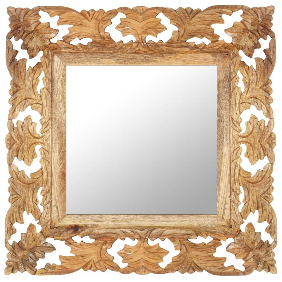 SPIEGEL Handgeschnitzt Braun 50x50 cm Massivholz Mango - Braun, Holz (50/2.5/50cm) - furnicato