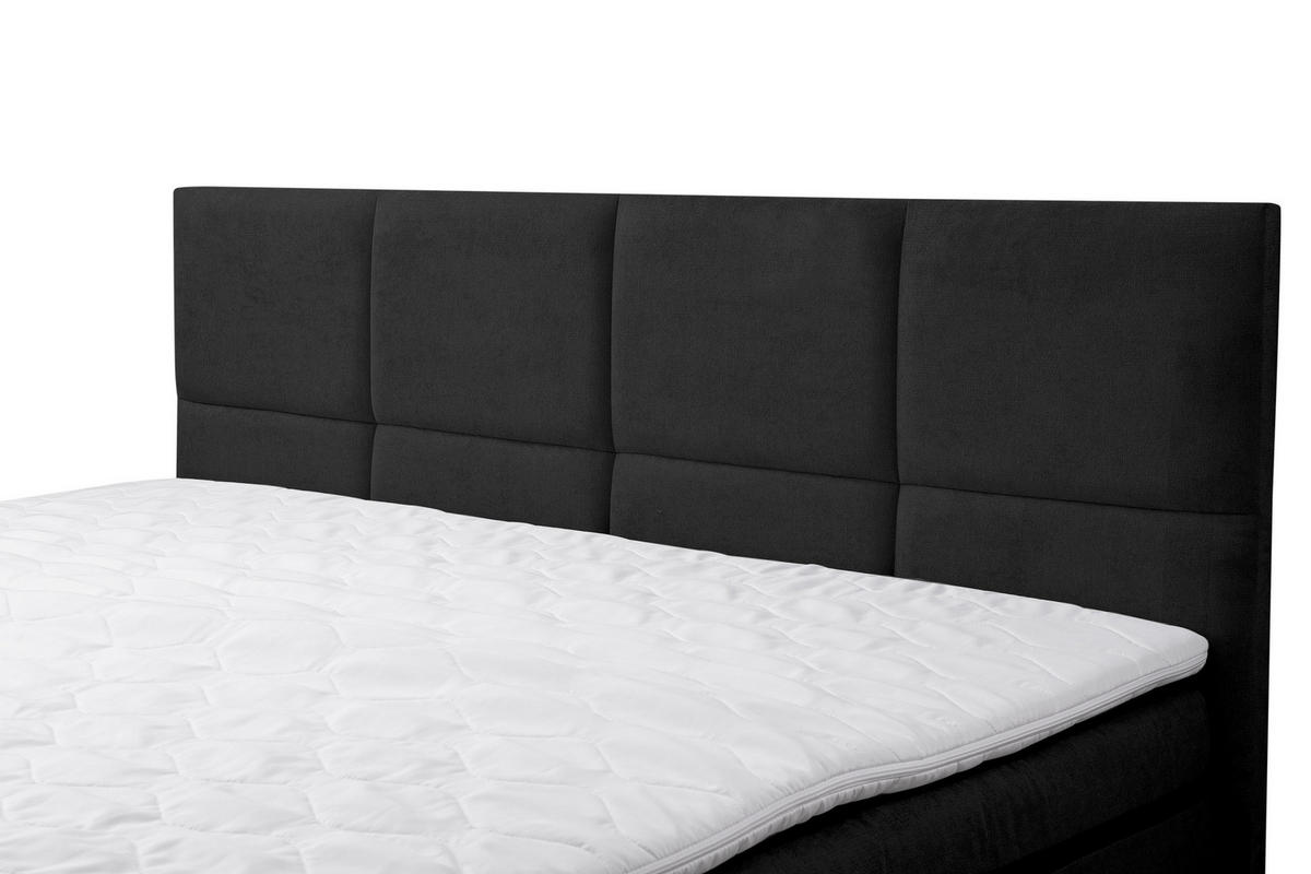 BOXSPRINGBETT Kansas, Polsterbett Maße: 160x200 cm, Farbe: Schwarz, Velourstoff, Doppelbett mit Bonell-Matratze H3 inkl. Topper - Schwarz, Holz/Kunststoff (160/200cm) - VENASI MÖBEL