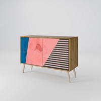 SIDEBOARD GLAMOROUS STRIPE, Eicheneffekt, 111x42x77,5 cm, 2 Türen - Eichefarben/Buchefarben, Holzwerkstoff/Buchenholz (111/77.5/42cm) - SpaceRebels