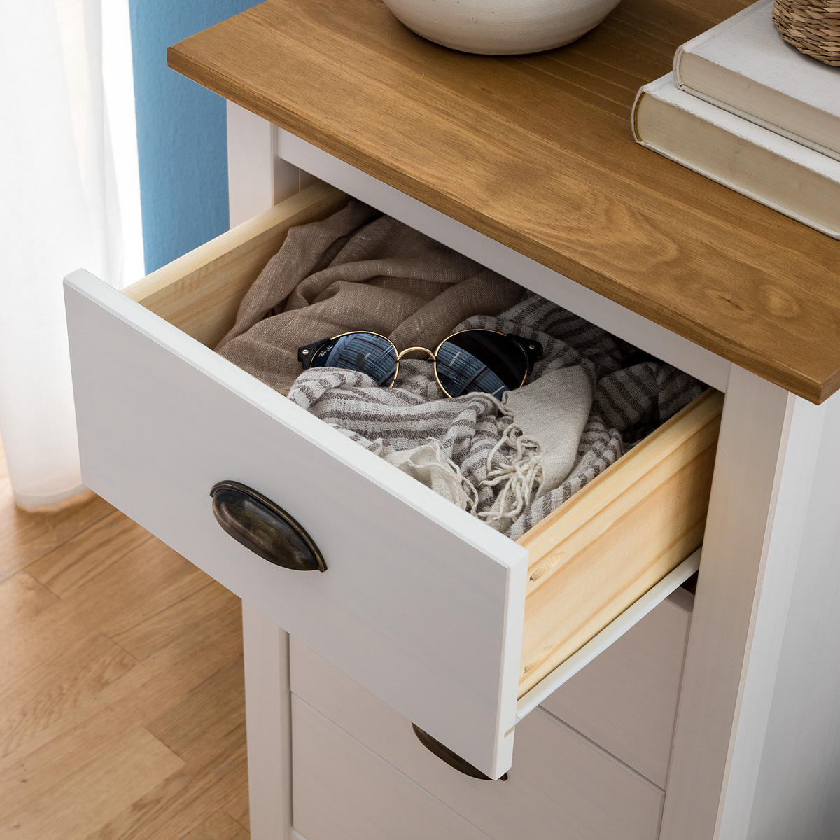 KOMMODE - Kiefer massiv - Kieferfarben, Holz (46/82/35cm) - home24