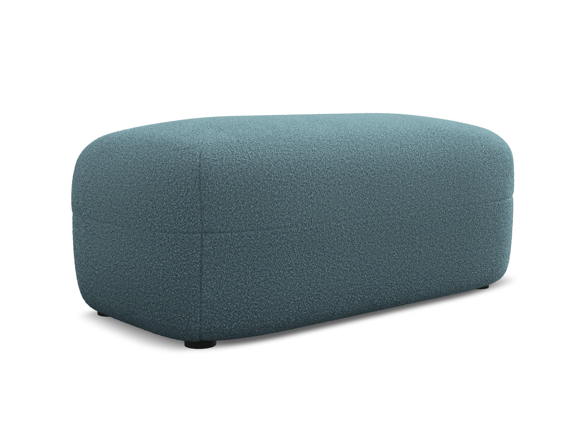 POUF Bouclé Stoff Blau - Blau/Blaugrau, Kunststoff/Textil (92/40/48cm) - Makamii