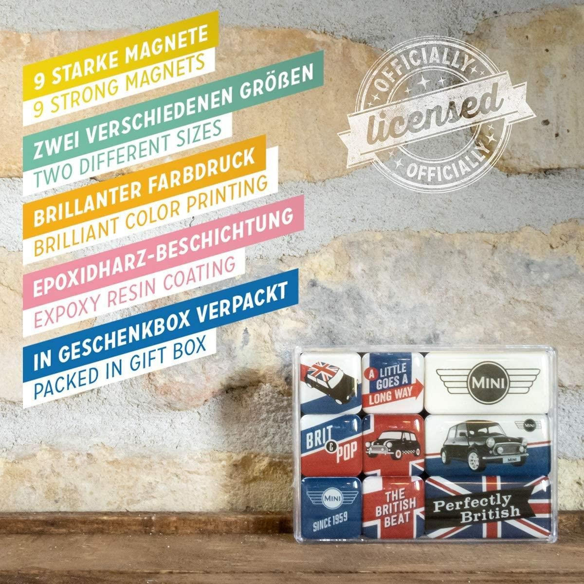 MAGNETSET 9-teilig Mini Union Jack - Multicolor, Metall (9/7/2cm) - Nostalgic-Art
