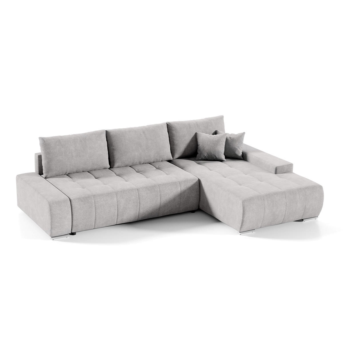 ECKSOFA Jonas 4 Sitzplätze Hellgrau - Grau, Holzwerkstoff (265/185cm) - Petits-meubles