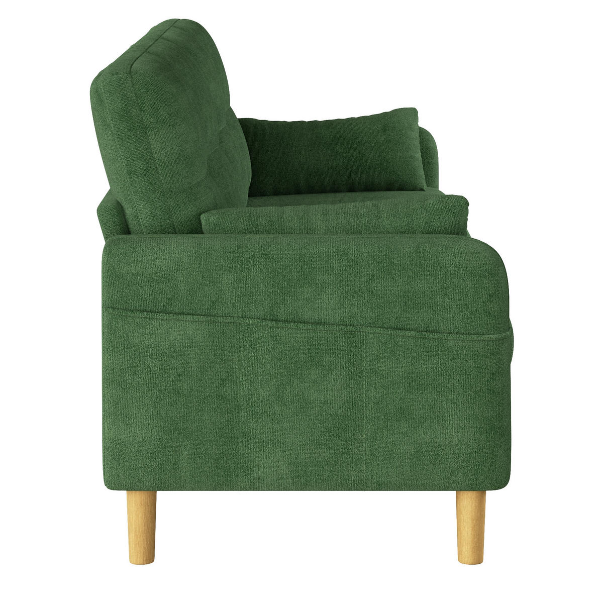 2-SITZER-SOFA DE-33242 mit weichen Polstern und Seitentasche Grün - Grün, Holzwerkstoff (119/85/78cm) - ComfortXL
