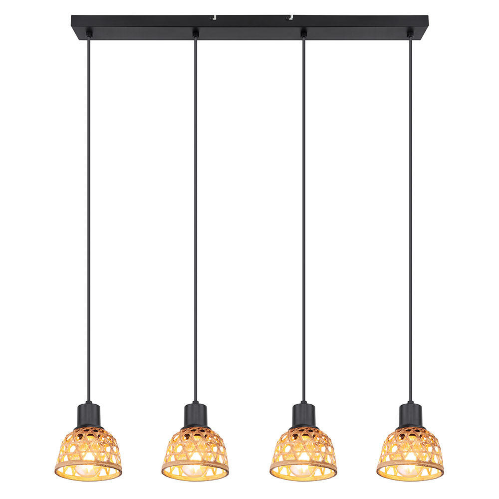 HÄNGELEUCHTE Metall Bambusoptik Schwarz - Schwarz, Holz (72/13/120cm) - Globo Lighting
