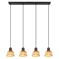 HÄNGELEUCHTE Metall Bambusoptik Schwarz - Schwarz, Holz (72/13/120cm) - Globo Lighting