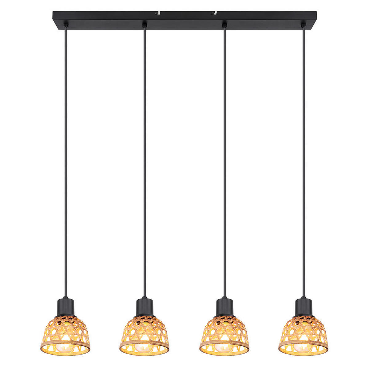 HÄNGELEUCHTE Metall Bambusoptik Schwarz - Schwarz, Holz (72/13/120cm) - Globo Lighting