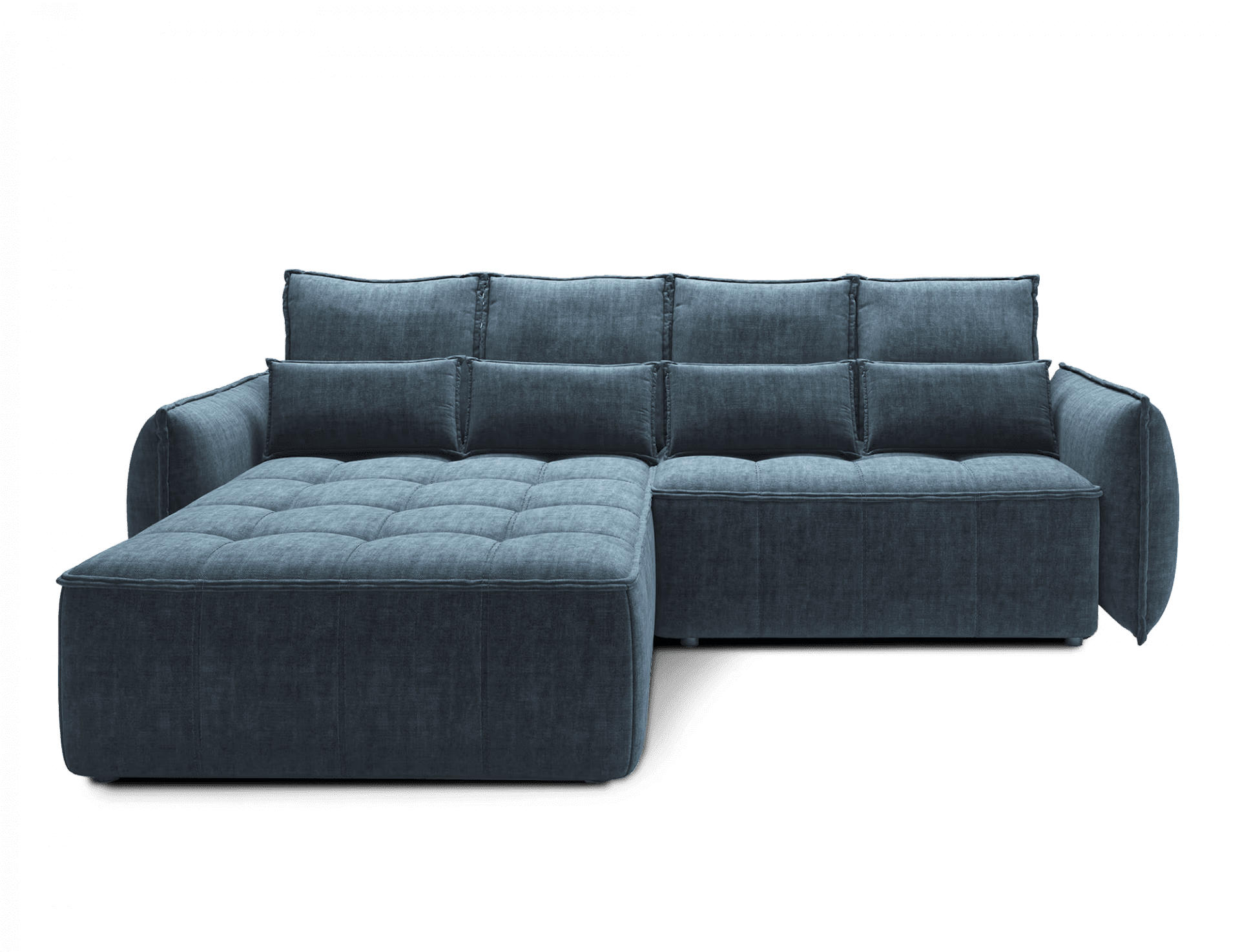 ECKSOFA mit Schlaffunktion und Bettkasten - Dunkelblau, Textil (265/196cm) - Eltap