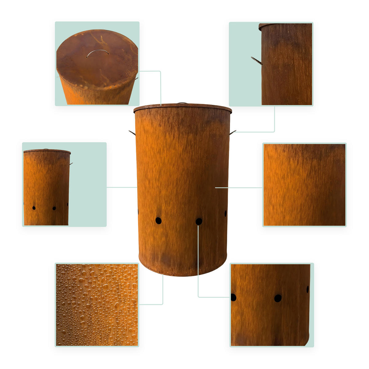 FEUERTONNE - Braun, Metall (38.5/60/38.5cm) - Relaxdays