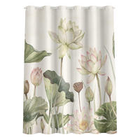 DUSCHVORHANG Anmutige Seerosen und sanfte Blätter 180/200 cm - Grün, Textil (180/200cm) - Bilderwelten
