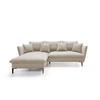 ECKSOFA GLOSS mit Schlaffunktion, Ottomane & goldenen Füßen – Samtsofa im GLOSSour-Stil mit Zierkissen, 258x167x91cm, Linke, PLATINUM - Grün, Holz/Textil (167/258cm) - DomoHome
