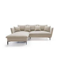 ECKSOFA GLOSS mit Schlaffunktion, Ottomane & goldenen Füßen – Samtsofa im GLOSSour-Stil mit Zierkissen, 258x167x91cm, Linke, PLATINUM - Grün, Holz/Textil (167/258cm) - DomoHome
