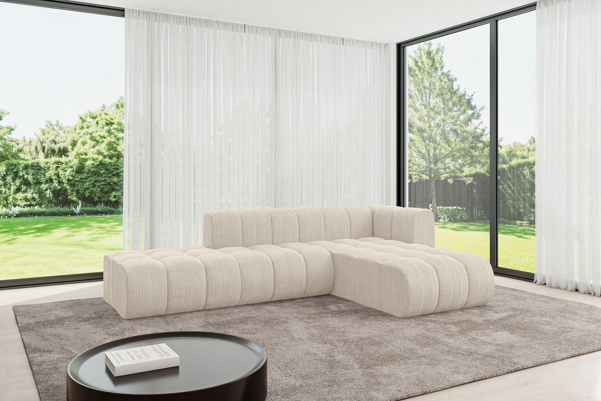 ECKSOFA modulares Sofa Zuvon-L1 - 296x177x70 cm Beige - Beige, Holzwerkstoff/Textil (296/177cm) - ALTDECOR