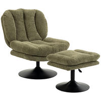 LOUNGESESSEL-MIT-HOCKER 2er Set Polyester Grün - Schwarz/Grün, Textil/Metall (72/90/92cm) - HOMCOM