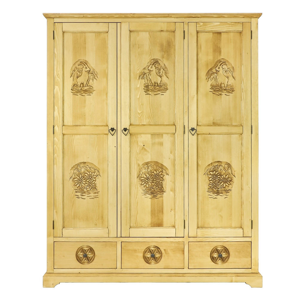 KLEIDERSCHRANK aus Massivholz JAGNA - Honig, Holz (159/200/65cm) - Seart
