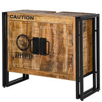 WASCHBECKENUNTERSCHRANK - Mango massiv / Eisen - Schwarz/Braun, Holz/Metall (68/57/30cm) - home24