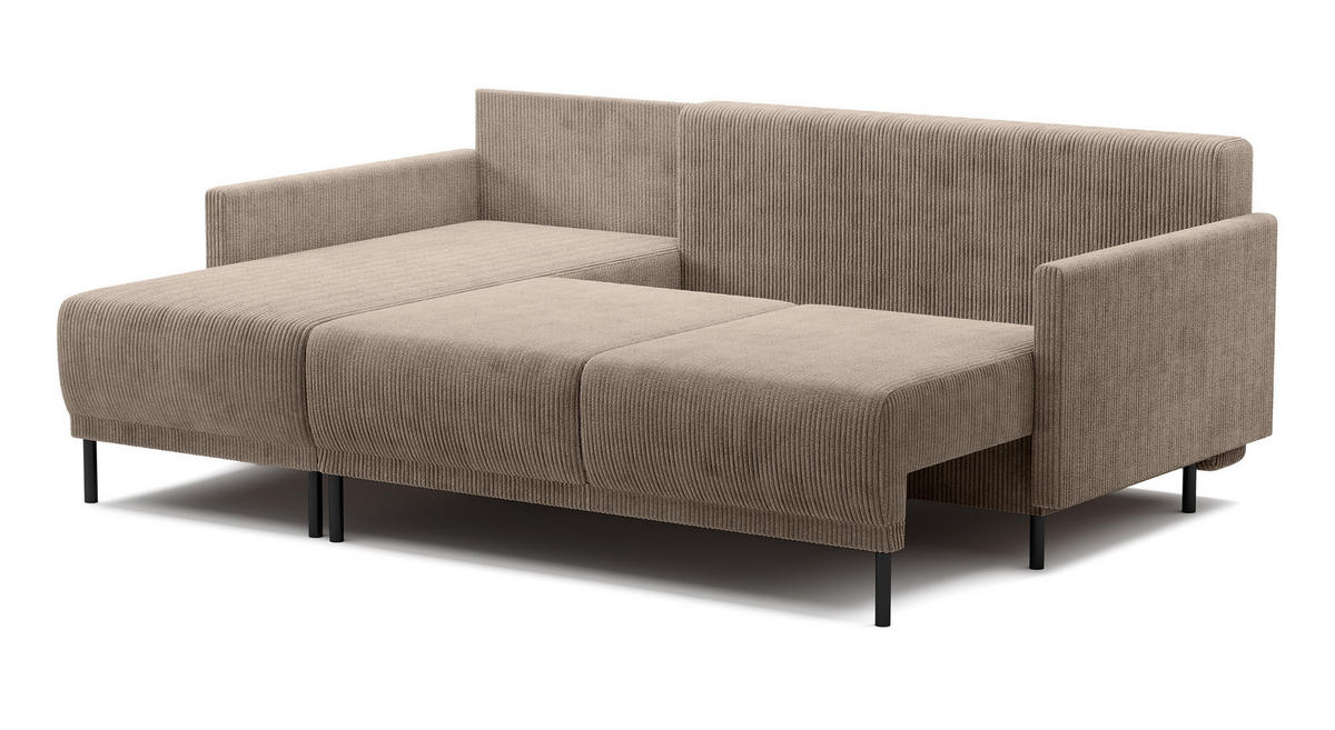 ECKSOFA Hamiel Beige Cordbezug - Beige/Schwarz, Holz/Textil (212/142cm) - Selsey