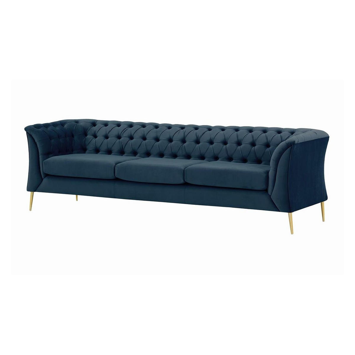 DREISITZER-SOFA Chesterfield Modern-Velluto 11 - Dunkelblau, Holz/Textil (248/74/80cm)