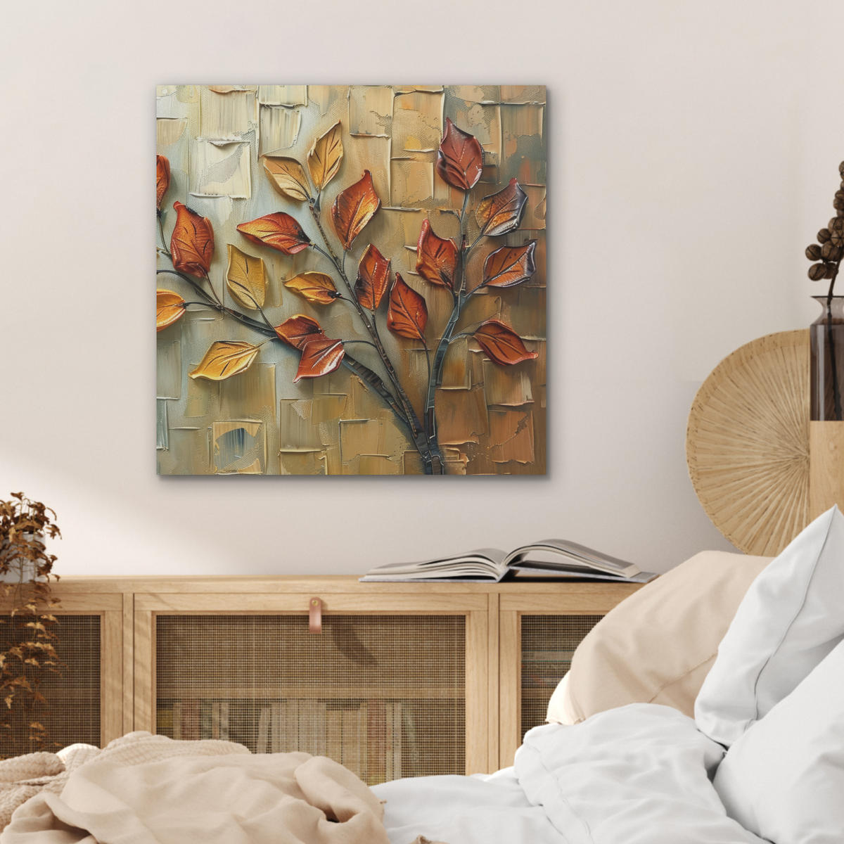 AKUSTIKBILD Baum - Abstrakt - Natur - Kunst Wandbilder 60x60 cm - Goldfarben, Kunststoff (60/60/0.9cm) - MuchoWow