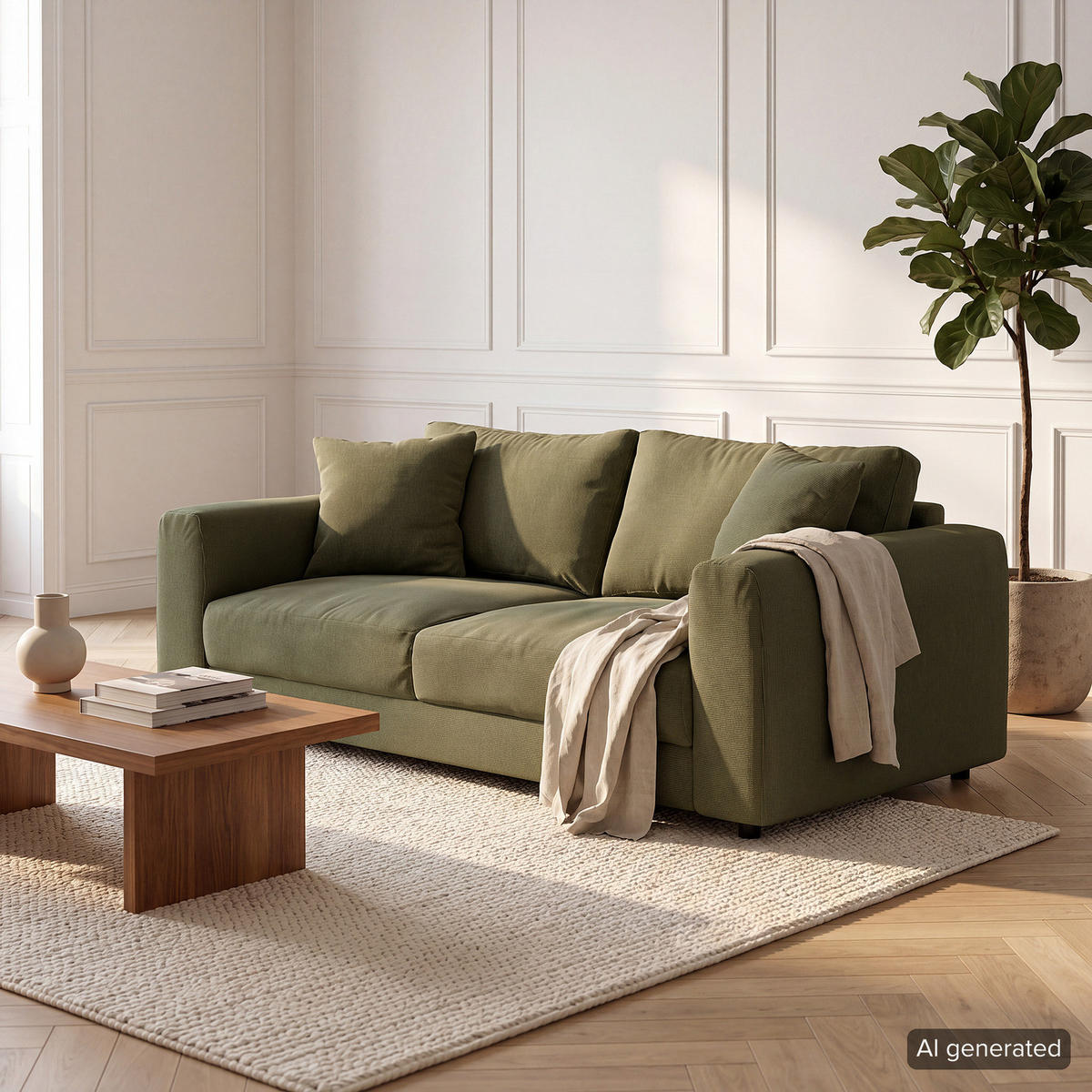 2,5-SITZER SOFA - Schwarz/Grün, Holz/Kunststoff (182/79/106cm) - home24