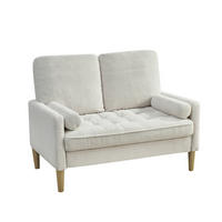 2-SITZER-SOFA aus Cordstoff und Holz 121x76x81 cm in Beige - Beige, Textil (76/81/121cm) - Modfu