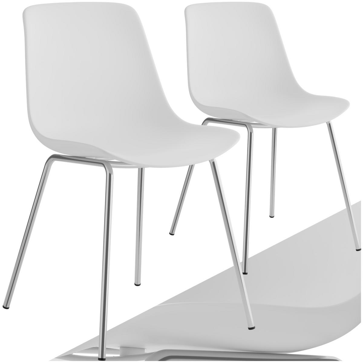 KUNSTSTOFFSTUHL 2er Set Mave 46 x 55 x 80 5 cm weiß/chrom - Weiß, Textil (46/80.5/55cm) - tectake