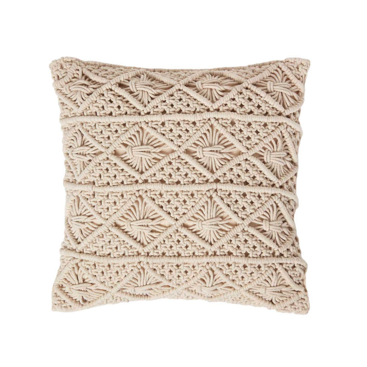 DEKOKISSEN Willow 45/45 cm Makramee - Creme, Textil (45/45cm) - Homescapes