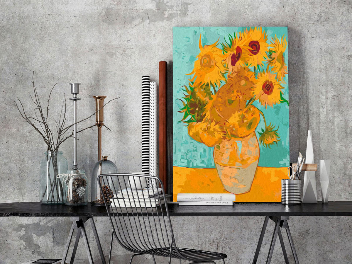 MALEN NACH ZAHLEN 40/50 cm - Orange/Grün, Textil (1.4/50cm) - KUNSTLOFT