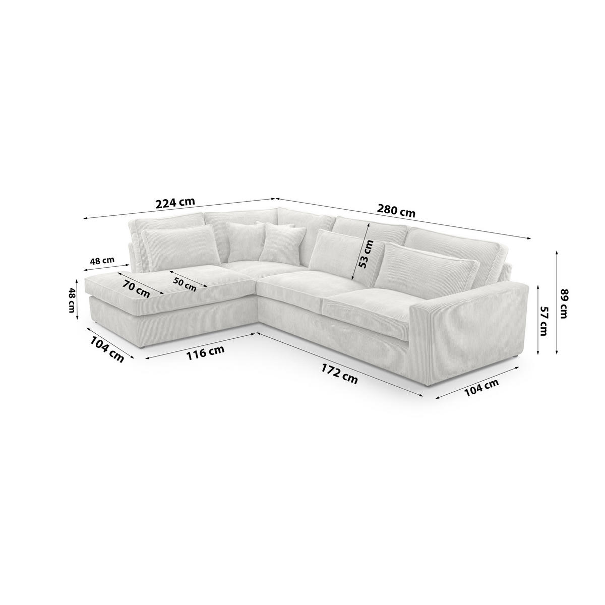 ECKSOFA Eckcouch Monica mini L-form, Beige - Hellgrau, Textil (224/280cm) - Fedve