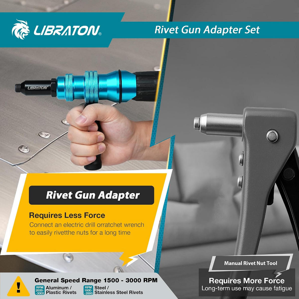 BLINDNIETEN-ADAPTER für Blindniete - Blau, Metall (16/11/4cm) - LIBRATON