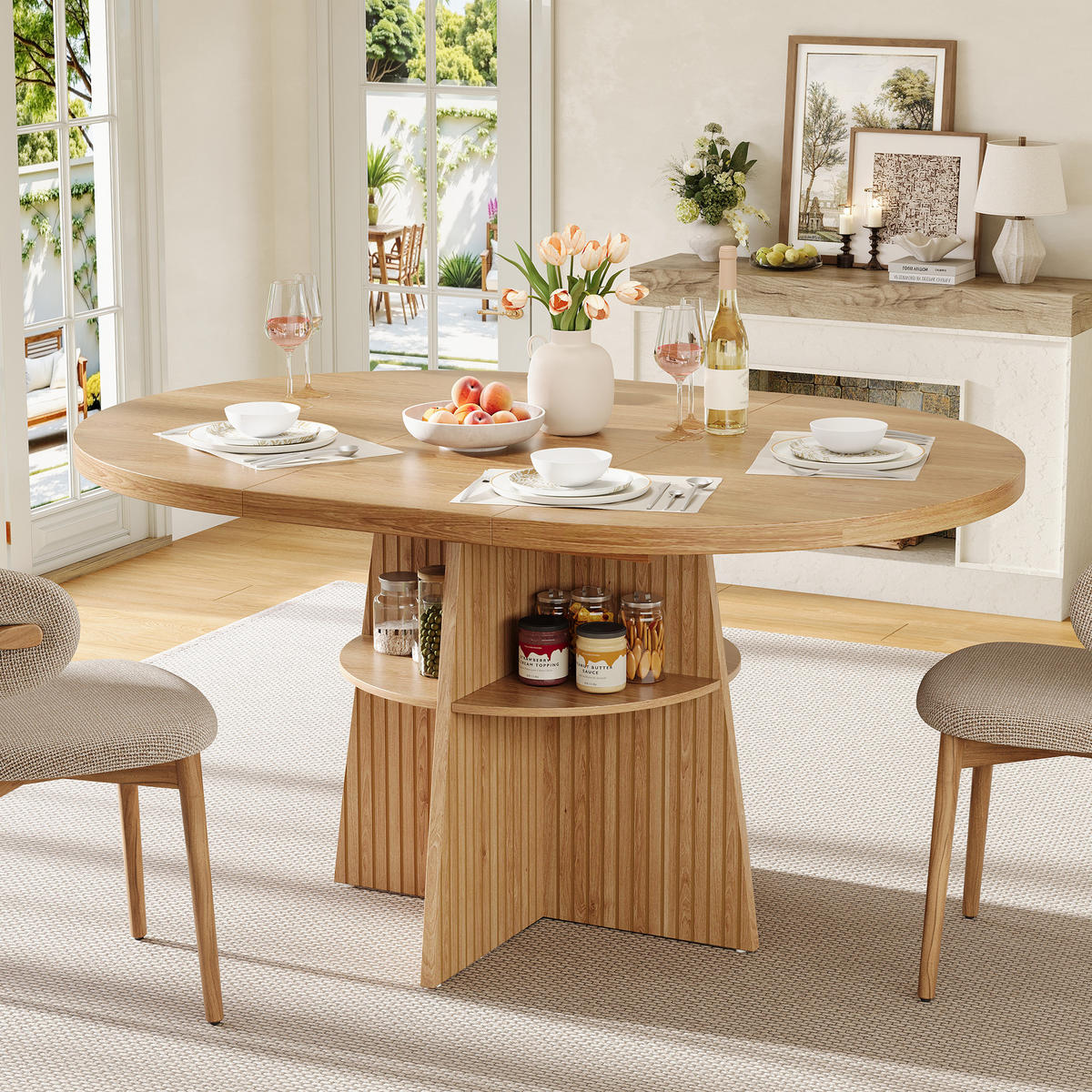 ESSTISCH ausziehbar 110-150 cm mit Ablagefläche DE-39851 Natur - Naturfarben, Holzwerkstoff (110/110/77.5cm) - ComfortXL