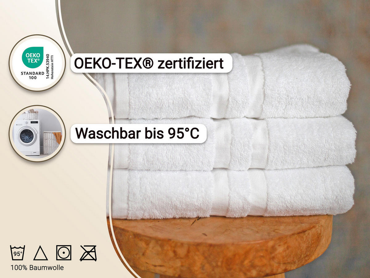 HANDTÜCHER, 10er-Set, 50x100 cm, 100% Baumwolle, Weiß - Weiß, Textil (50/100cm) - Zollner