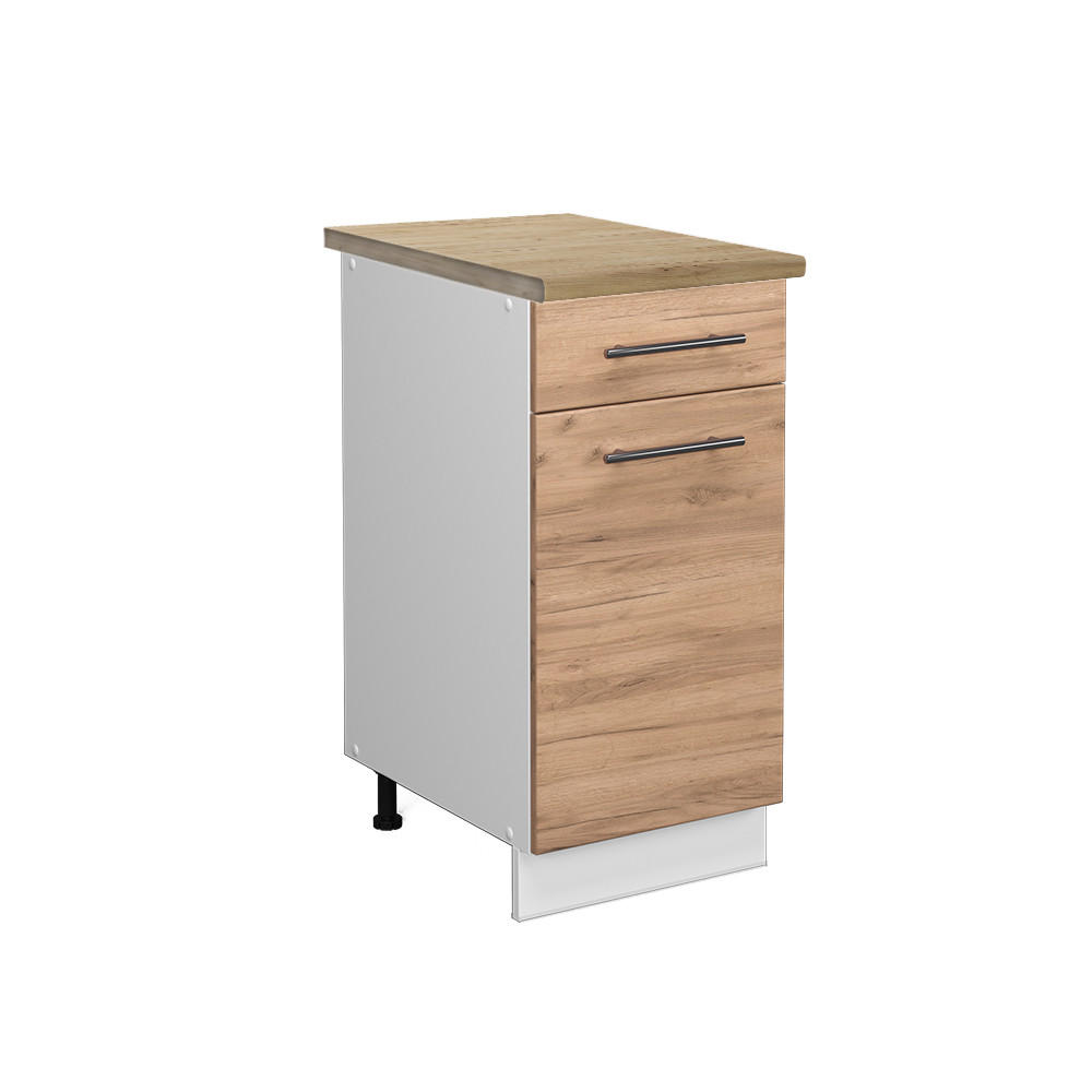 KÜCHENUNTERSCHRANK Fame-Line Goldkraft Eiche 40 cm, AP Eiche - Eiche Wotan/Weiß, Holzwerkstoff (40/82/60cm) - Vicco