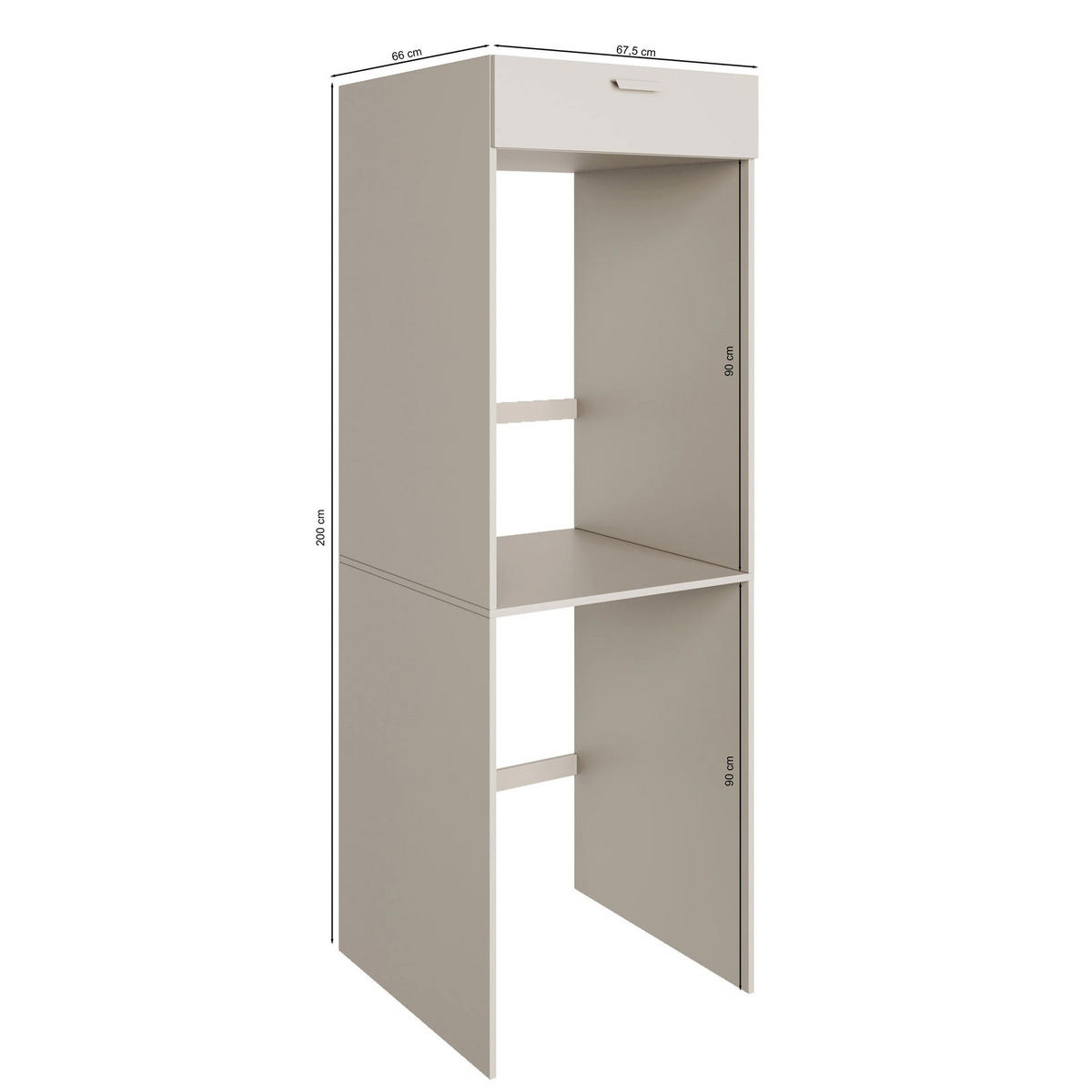 WASCHMASCHINEN-ÜBERBAUSCHRANK Holv Kaschmirgrau 68 cm - Taupe, Holzwerkstoff/Metall (67.5/200/66cm) - Selsey