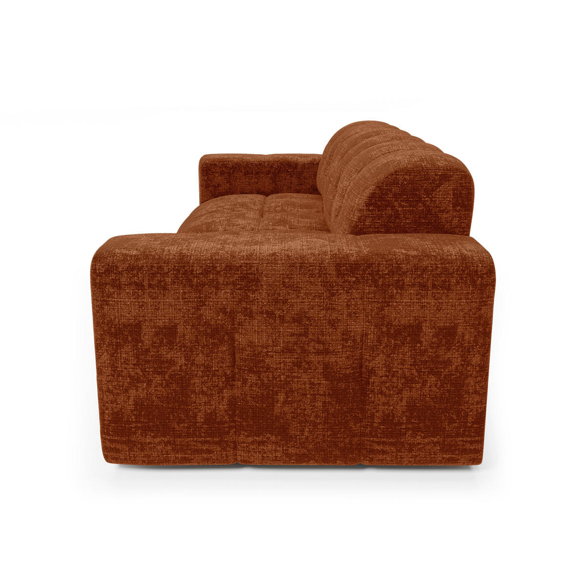 SCHLAFSOFA GERADE geprägter Samt terracotta 230cm - Terra cotta, Textil (230/85/92cm) - Sia Home