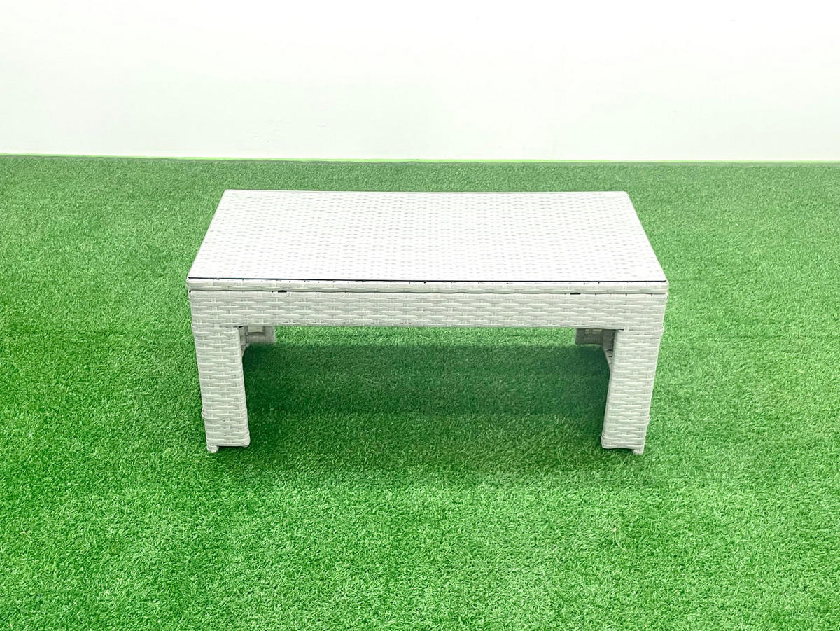 GARTENSET mit 3-SITZER SOFA,COUCHTISCH Polyrattan Hellgrau-Mix 6-Sitzer - Hellgrau/Grau, Glas/Kunststoff - Fimous
