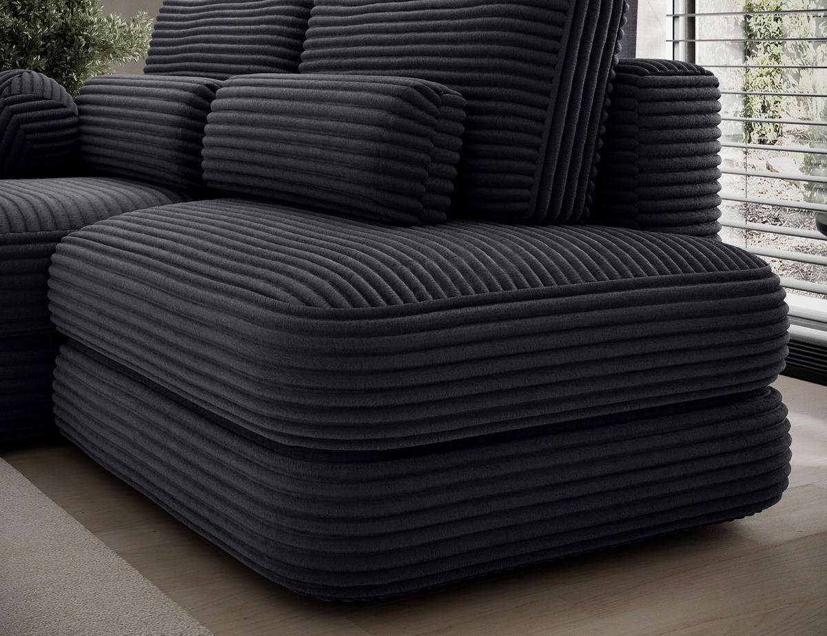 ECKSOFA RIPELI L-Form mit Schlaffunktion & Bettkasten – Modernes 3-Sitzer Sofa, Wellenfederung, 217 × 175 cm - Schwarz, Kunststoff (217/175cm) - Wohnideebilder