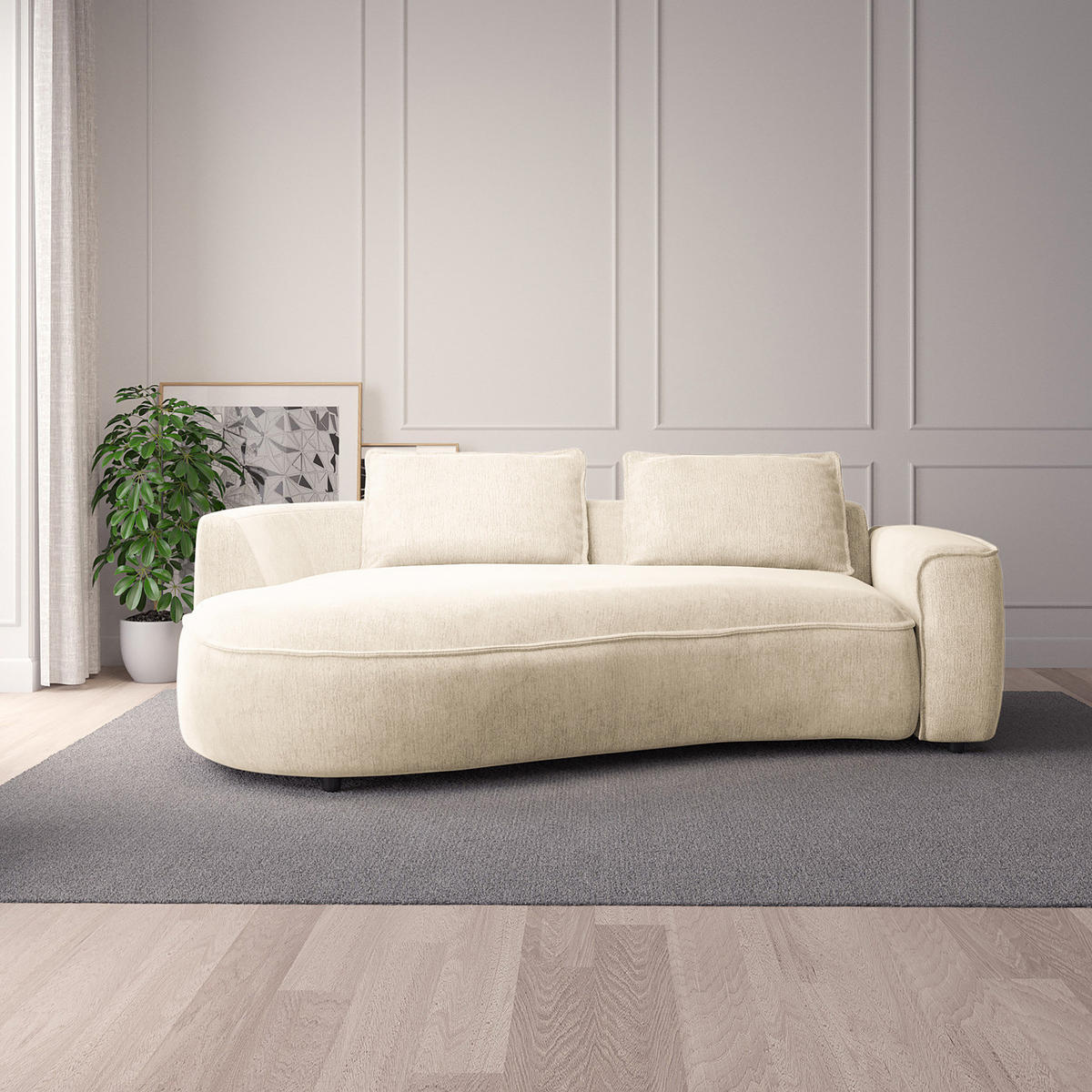 2,5-SITZER SOFA - Champagner/Schwarz, Kunststoff/Textil (217/82/146cm) - home24