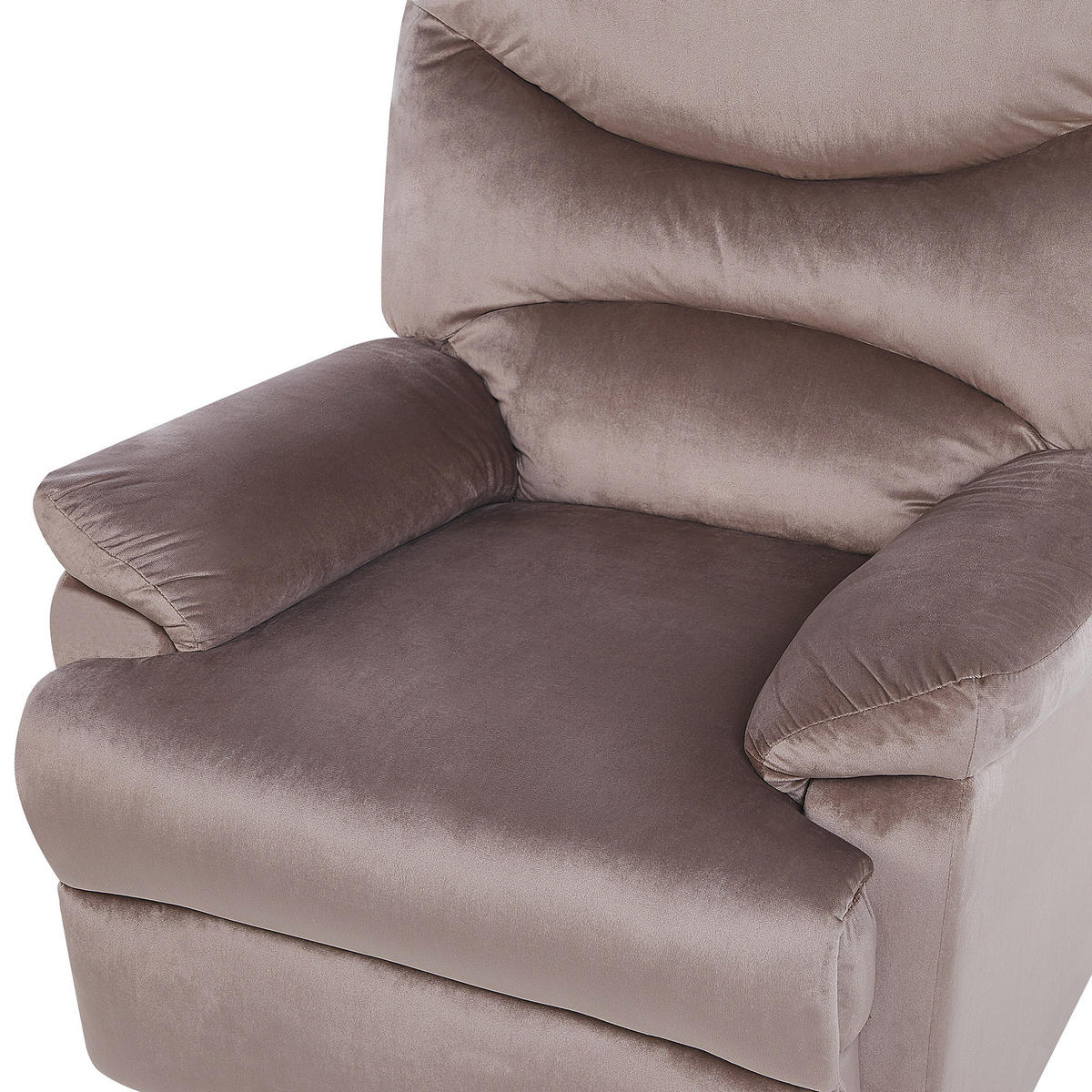 SESSEL Samtstoff taupe verstellbar mit Fußstütze Eslov - Beige/Schwarz, Textil (85/103/90cm) - Beliani