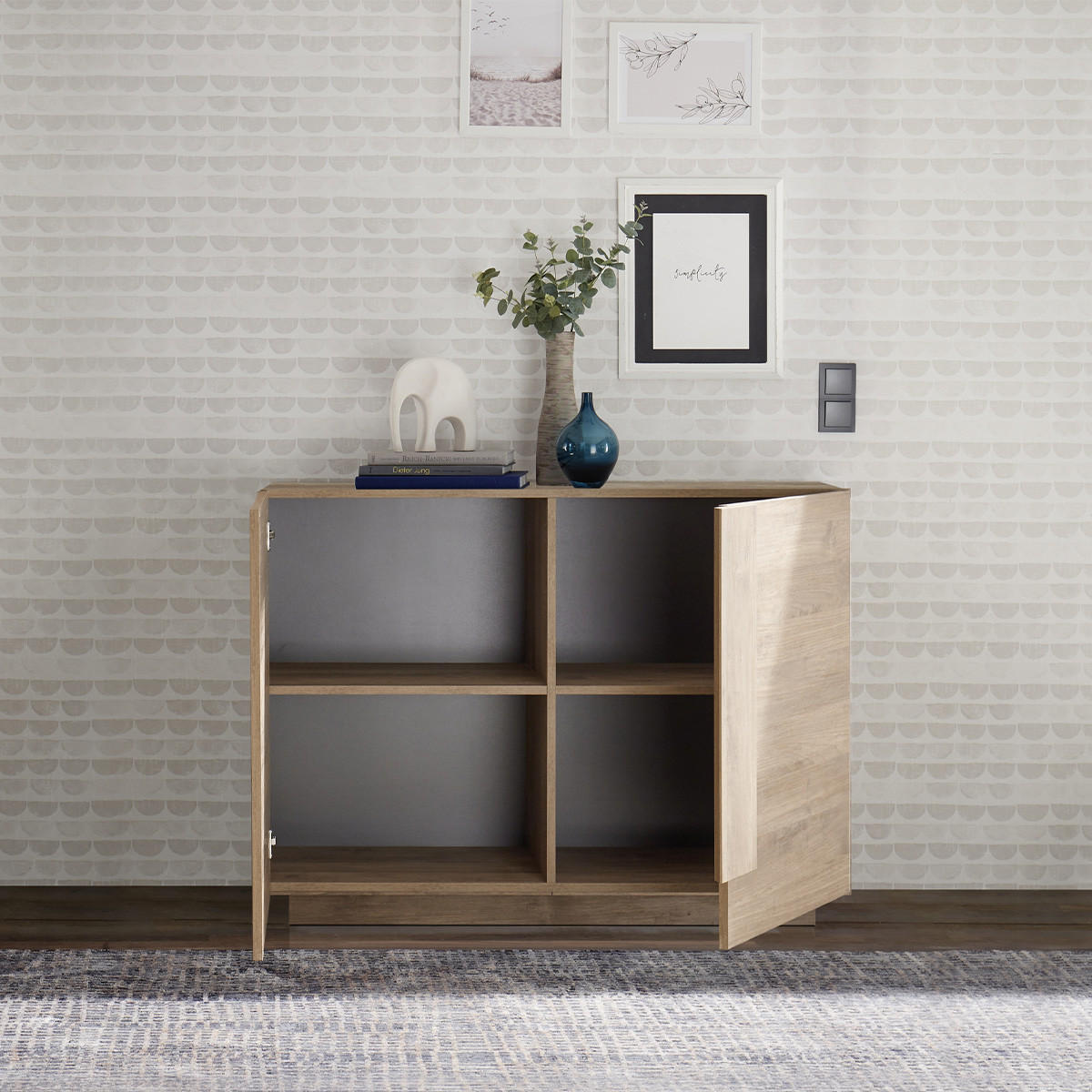 SIDEBOARD mit 2 Türen L120 cm - Jupiter - Eiche Artisan, Holzwerkstoff (44/90/120cm) - Calicosy