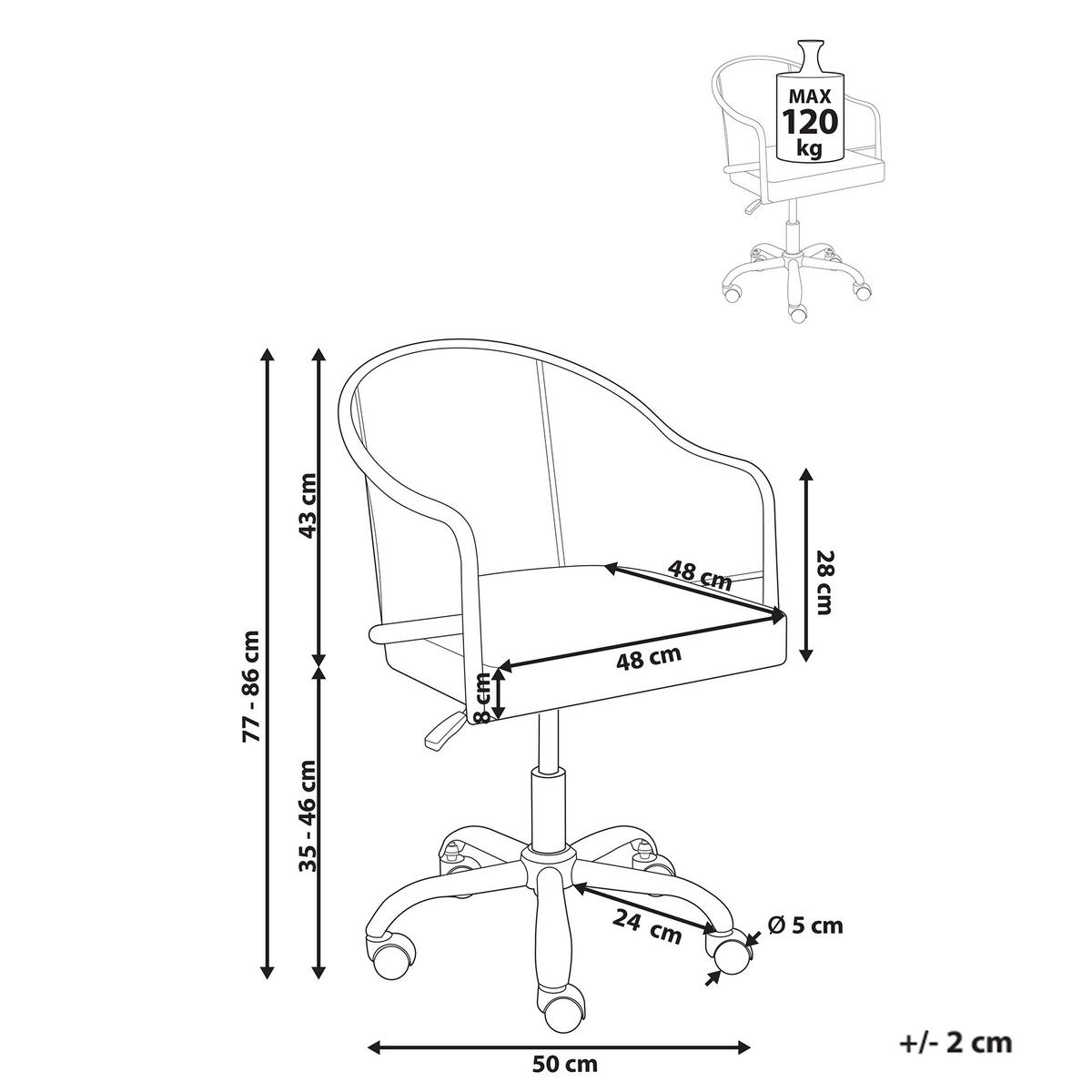 SCHREIBTISCHSTUHL Schwarz Redding - Silberfarben/Schwarz, Kunststoff (50/77/50cm) - Beliani