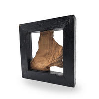 WANDDEKO Sprig 25x25 cm, Teak Wurzelholz massiv sdhwarz-braun - Naturfarben, Holz (25/25/4cm) - CREEDWOOD