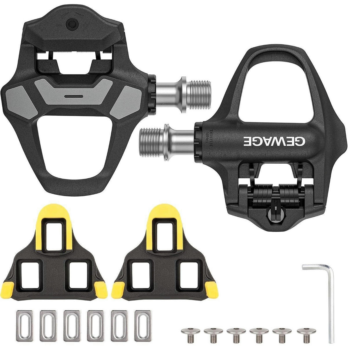 KLICKPEDALE für Rennrad Set mit verstellbarer Spannung und breiter Plattform - Schwarz, Kunststoff (8.7/1.5/10.3cm)