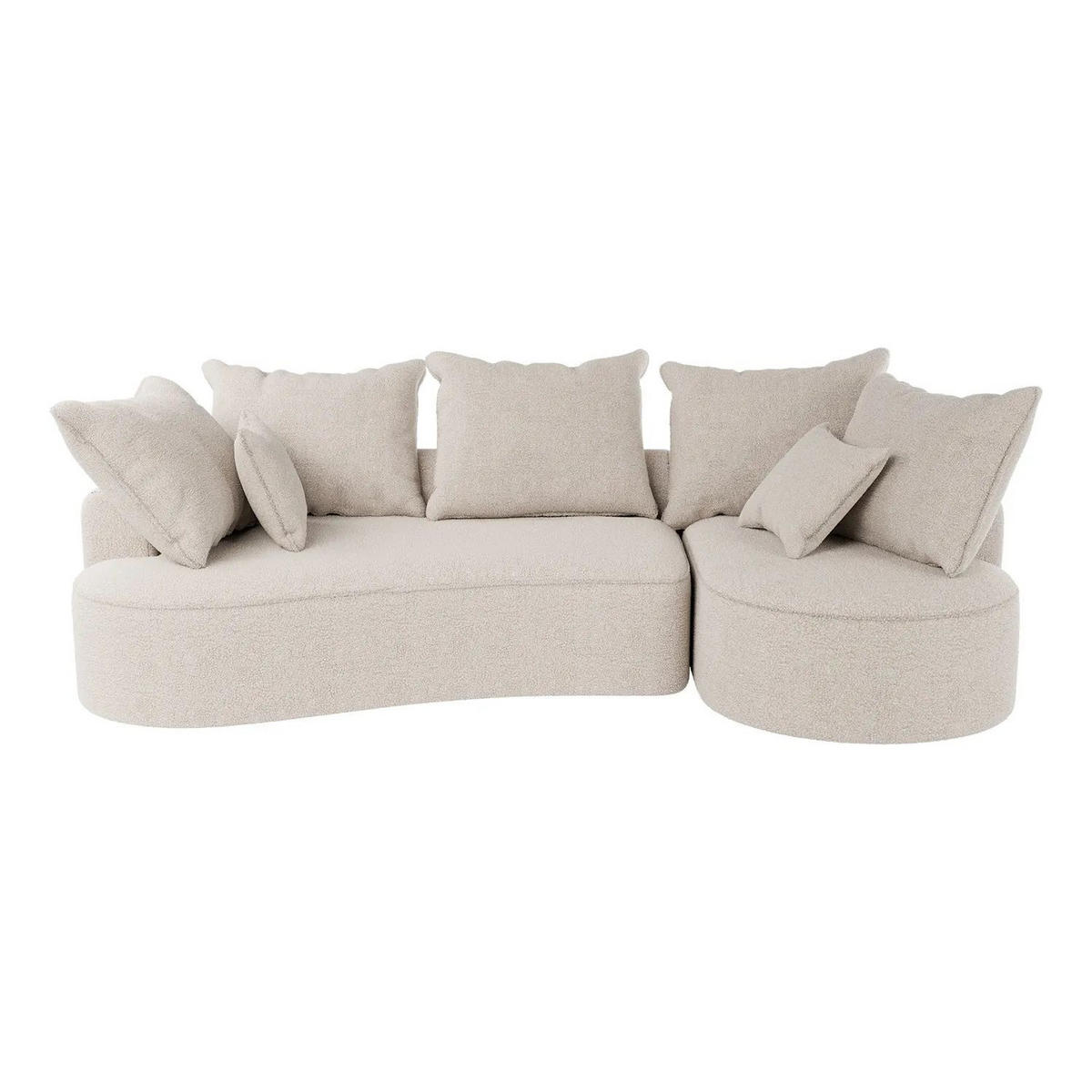 SOFA Tirano Bouclé Creme mit Ottomane rechts - Creme, Textil (300/102cm) - Juskys
