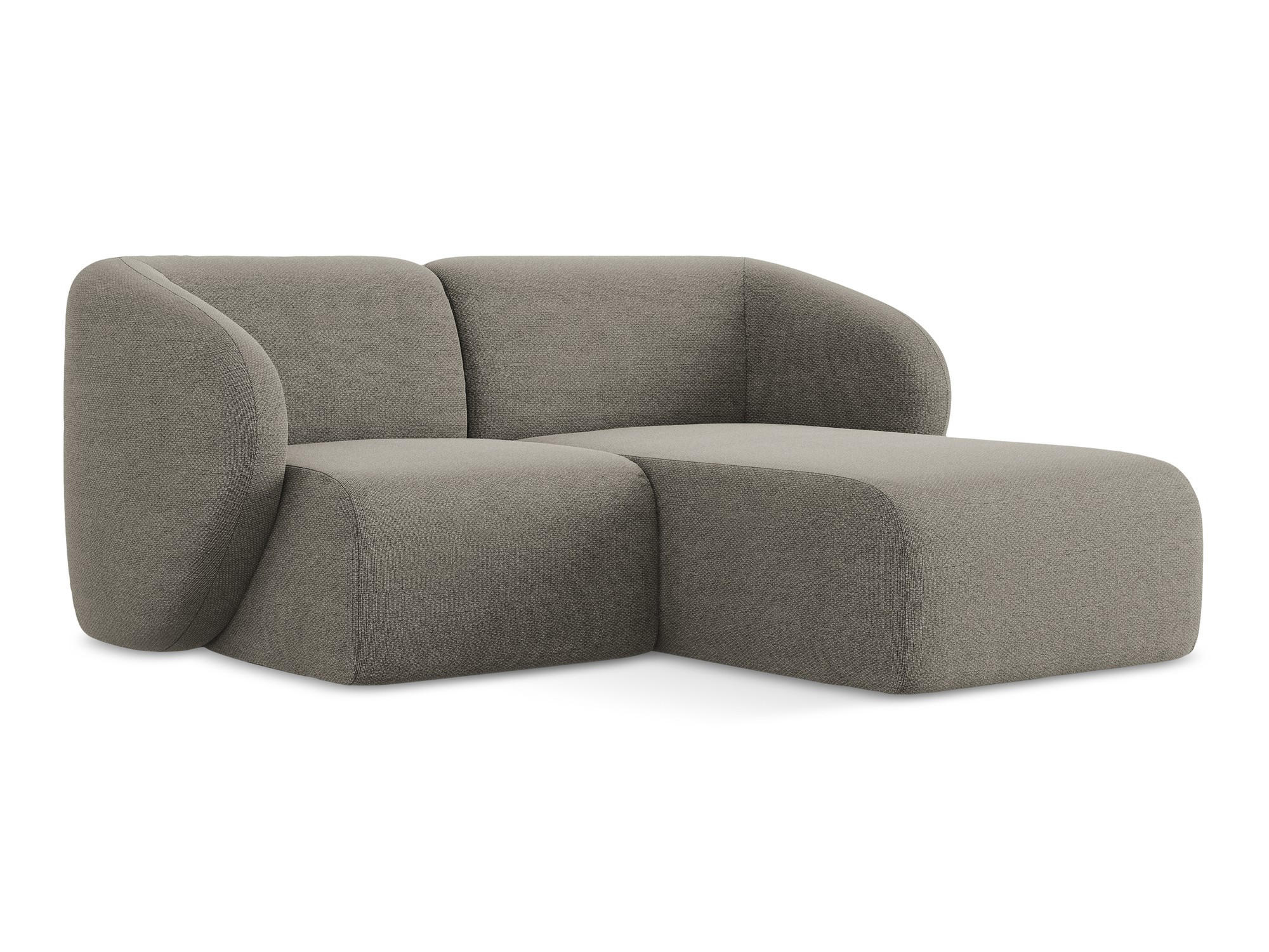 ECKSOFA Rechts Bouclé Stoff Grau - Schwarz/Grau, Holzwerkstoff/Kunststoff (178/166cm) - Makamii