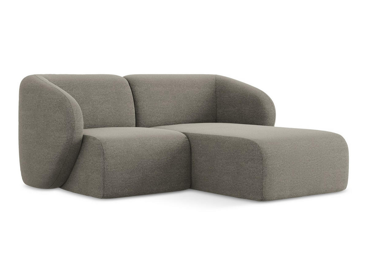 ECKSOFA Rechts Bouclé Stoff Grau - Schwarz/Grau, Holzwerkstoff/Kunststoff (178/166cm) - Makamii