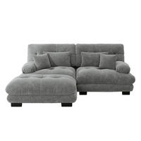 ECKSOFA chenille grau mit ottoman & 4 kissen - Grau, Textil (220/145cm) - Urban Meuble